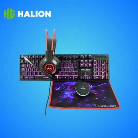 KIT HALION 4 EN 1 ARROW(HA-405C) TECLADO, MOUSE, AURICULAR,MOUSE PAD