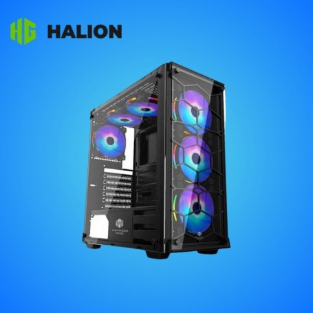 CASE HALION GAMER SPIDER C907 SIN FUENTE RGB TEMPLADO