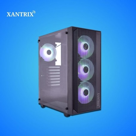 CASE GAMER XANTRIX ASASING 4FANS RGB BK S/F V/TEMPLADO