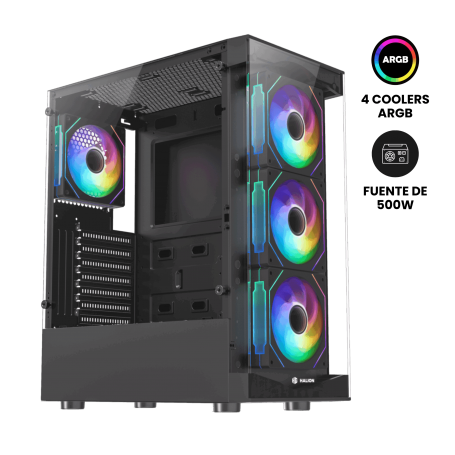 CASE GAMER HALION TAURO CR33 NEGRO 500W 4FANS ARGB