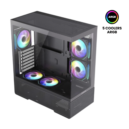CASE GAMER HALION ATX CRYSTAL 706B FISH TANK X 5ARGB FAN S/F